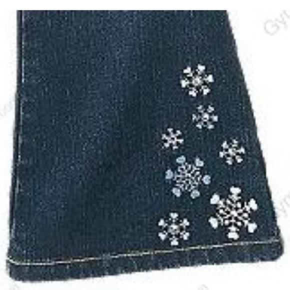 NWOT Gymboree 2008 Winter Snowflake Rhinestone Snowflake Denim Boot cut Jeans 8+ - Picture 2 of 15